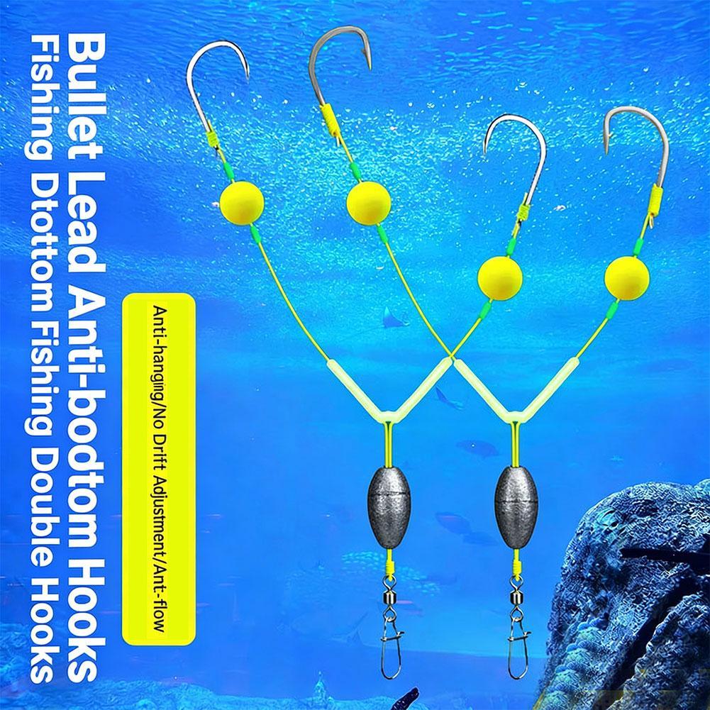 Fishing Hook Weedless - Reverse Off-Bottom Double Hook Rig, Anti-Snag
