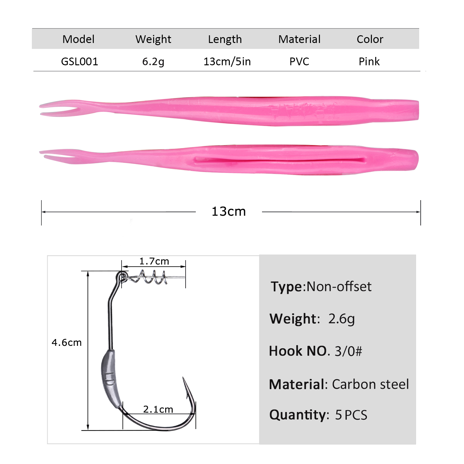 Fishing Hook Weedless - Goture 5pcs Weedless Split Tail Soft