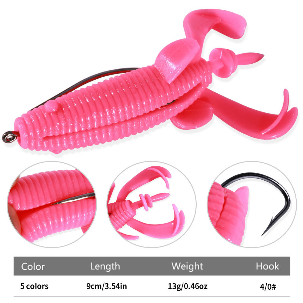 Fishing Hook Weedless - Floating Soft Frog Bait Reinforced Offset
