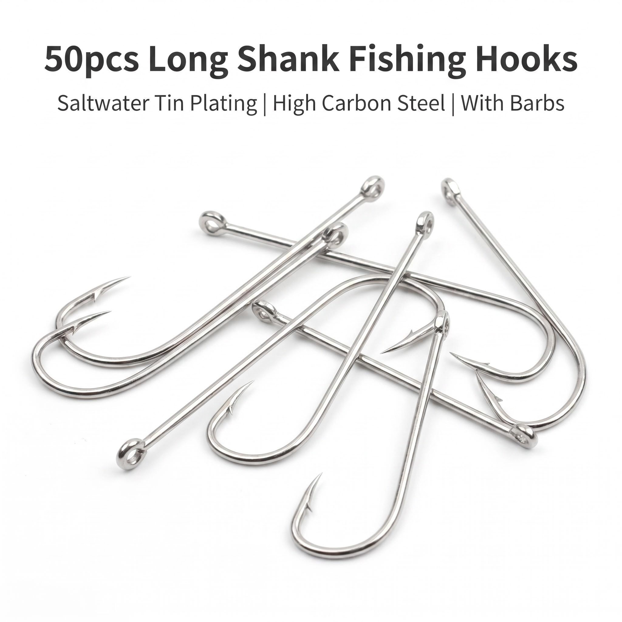 Fishing Hook Circle - 50pcs Long Shank Saltwater Circle Hooks
