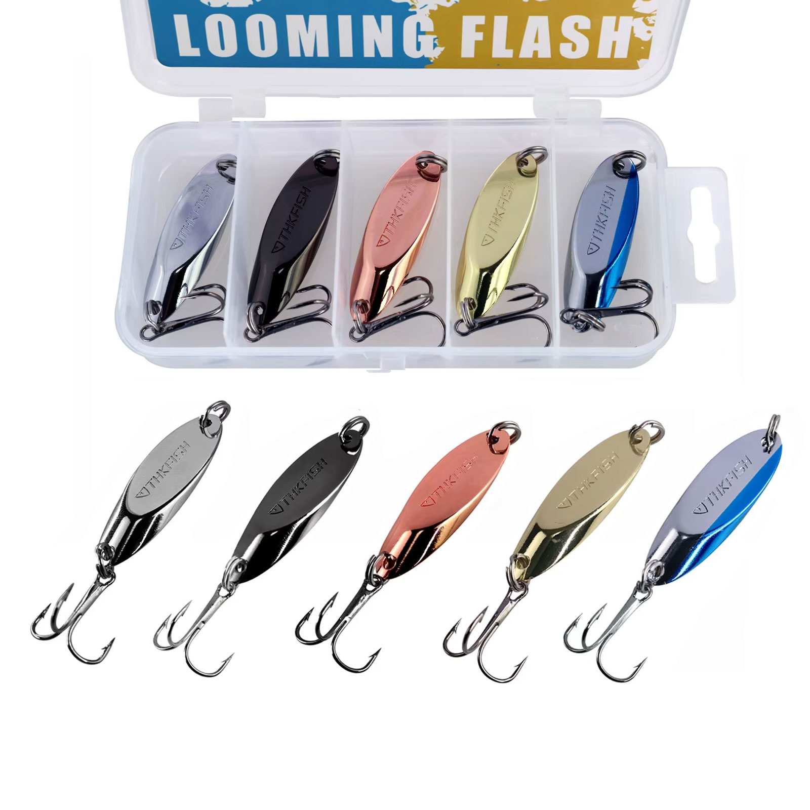 Fishing Hook Treble - 5pcs Metal Spinner Spoon Lures 3.5g
