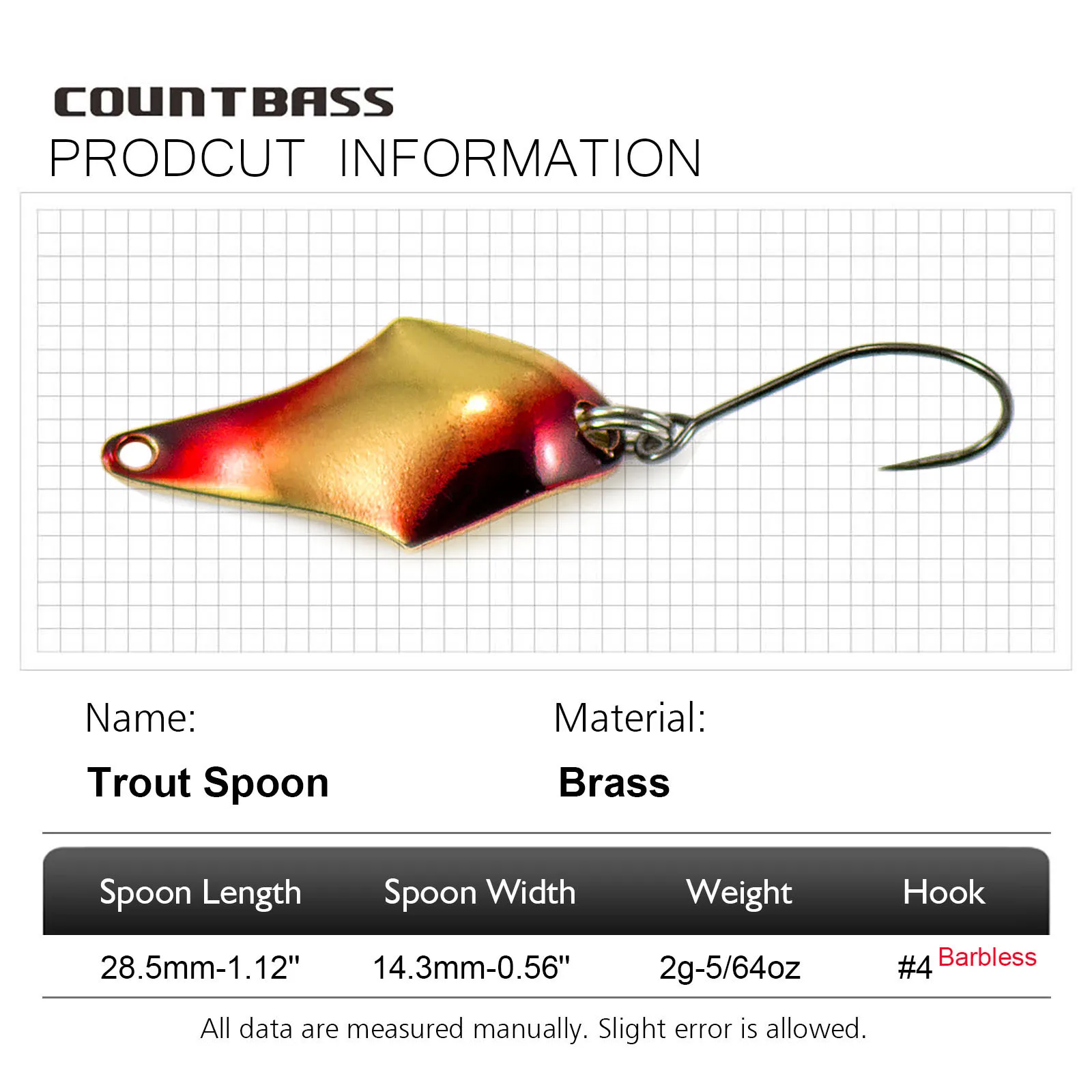COUNTBASS 5/64Oz 2G Đúc Thìa C - đánh giá và giá Fishing Hook Barbless