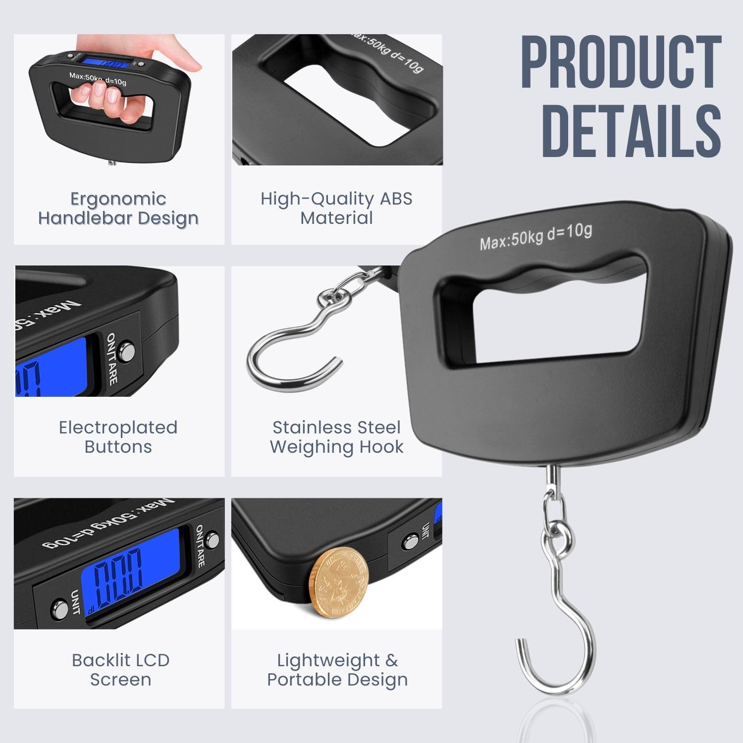 50kg Portable Handheld Digital - đánh giá và giá Fishing Hook Stainless Steel