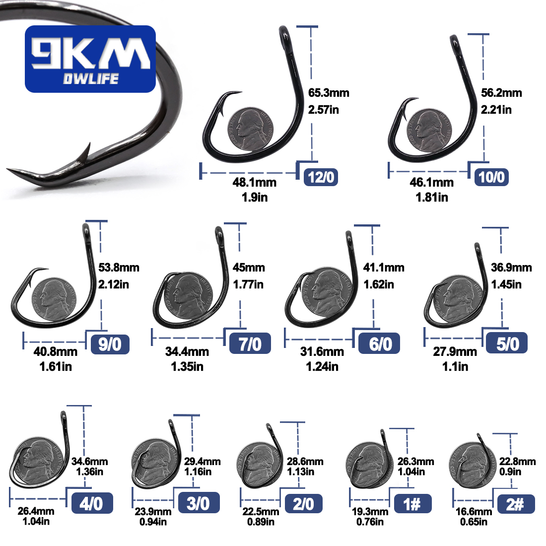 9KM Circle Hooks 25~50Pcs Salt - đánh giá và giá Fishing Hook Circle