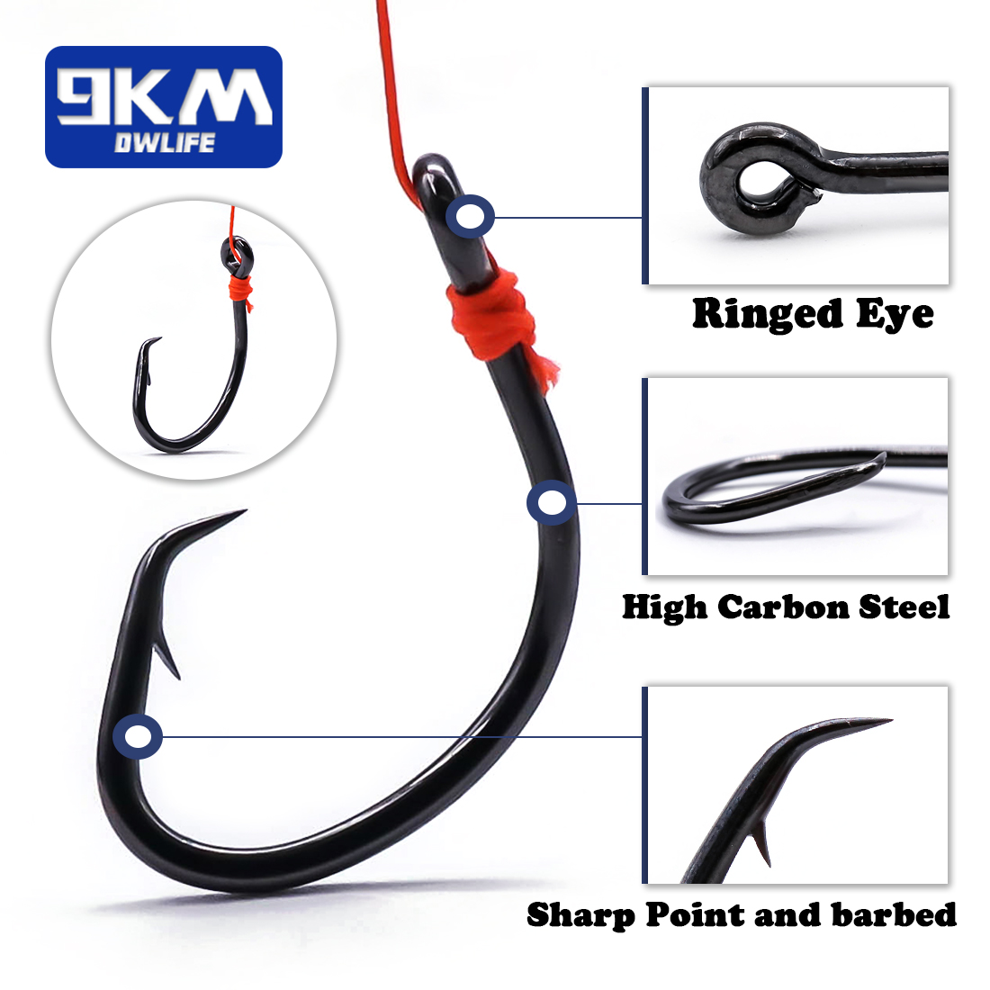 9KM Circle Hooks 25~50Pcs Salt - đánh giá và giá Fishing Hook Circle