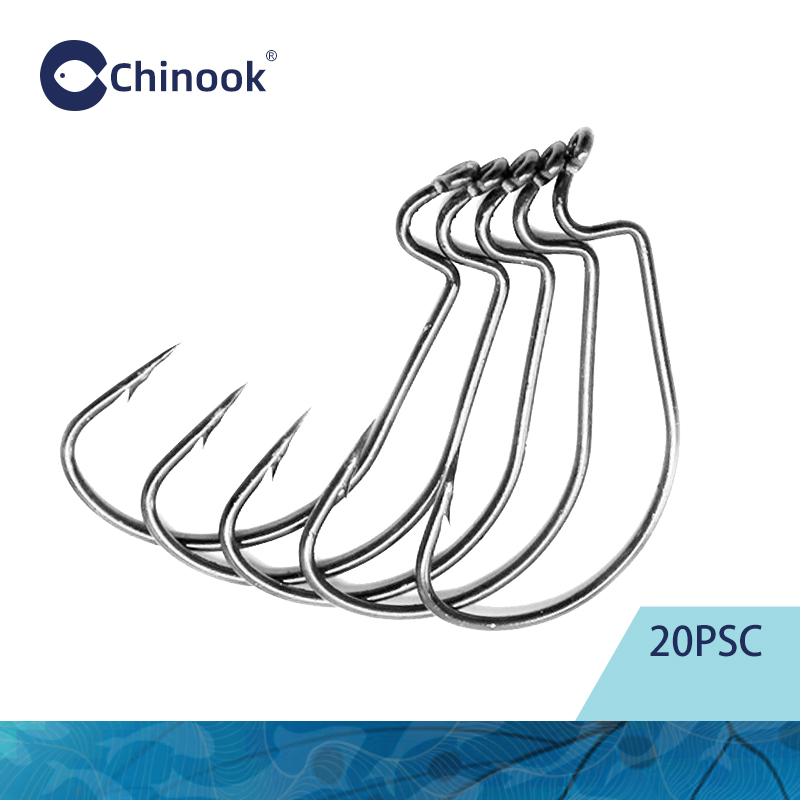 Chinook 20pcs Wide worm Texan  - đánh giá và giá Fishing Hook Offset