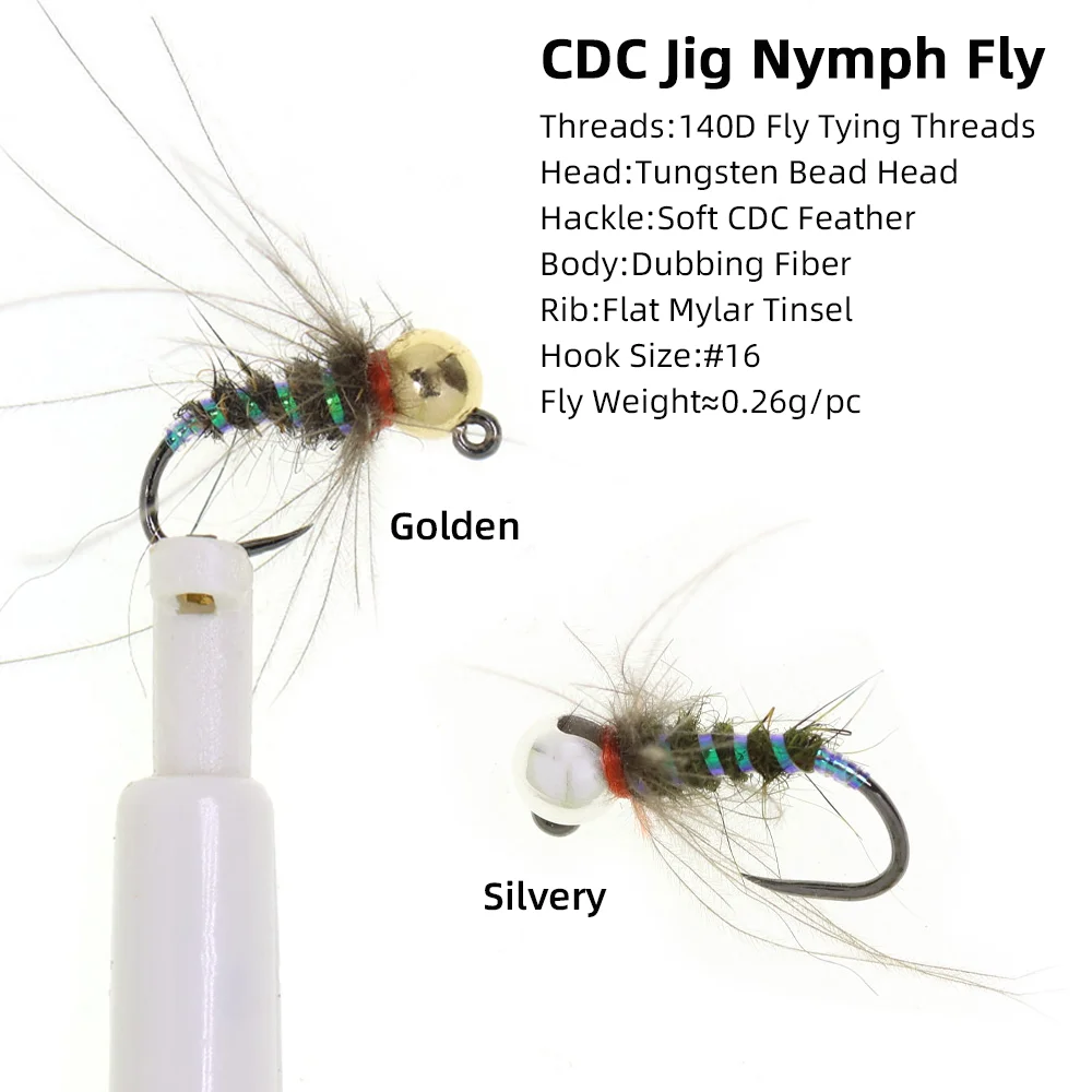 4pcs #16 Tungsten Beadhead CDC - đánh giá và giá Fishing Hook Barbless