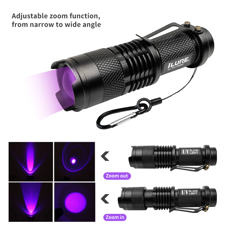 Mini UV Flashlight 395nm Ultra - đánh giá và giá Fishing Hook Jig