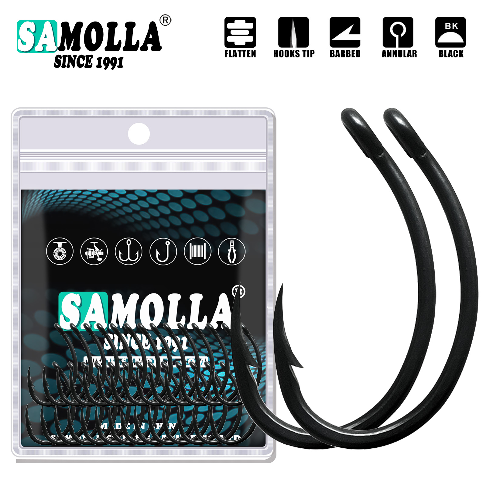 50pcs Carp Fishing Hooks PTFE  - đánh giá và giá Fishing Hook Offset