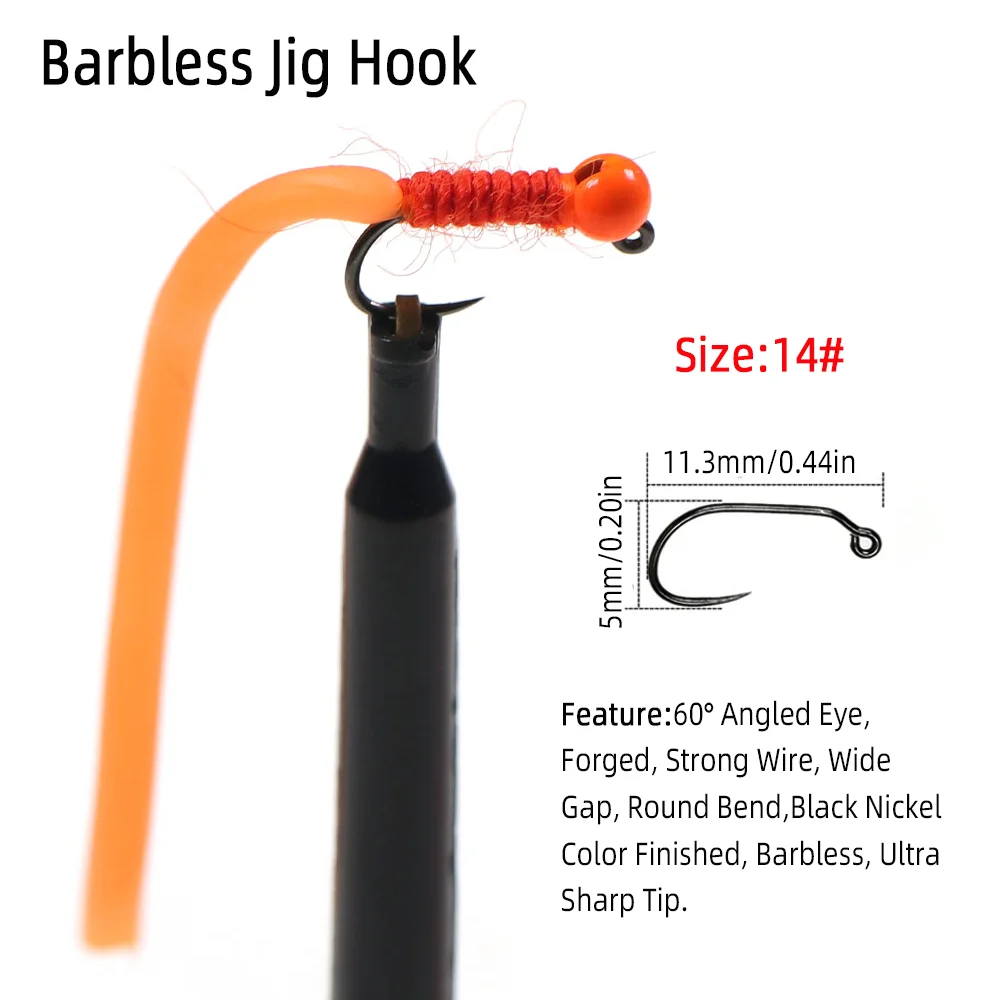 4pcs #14 Tungsten Bead Head Sq - đánh giá và giá Fishing Hook Barbless